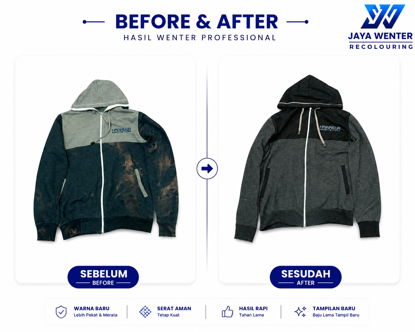 Jasa Wenter Malang Hoodie Kena Pemutih